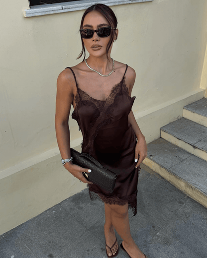 Seame CH - Guia Asymmetric Satin Lace Cocktail Dress - Dresses - 3256809325340316-;Ye1754570364625768878